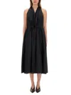 Aspesi Halter Neck Midi Length Sleeveless Dress Waist Tie In Black