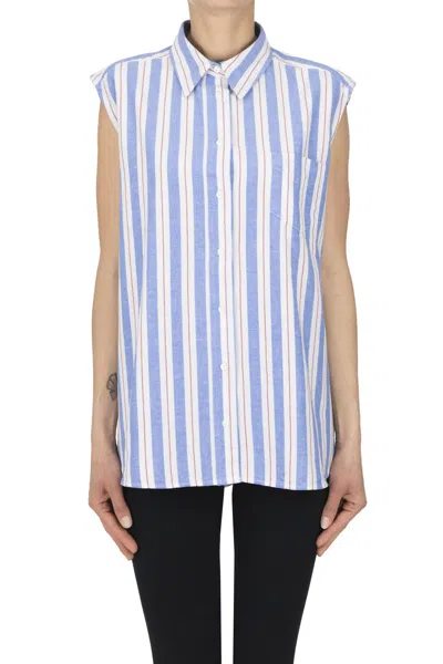 Aspesi Sleeveless Cotton Shirt In Blue