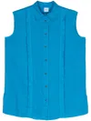 Aspesi Sleeveless Linen Shirt In Blue