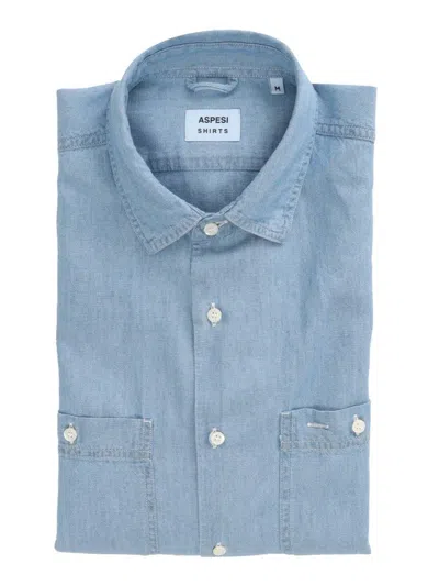 Aspesi Slim-fit Lightweight Shirt With Classic Collar In Blue