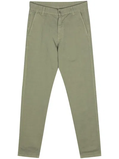 Aspesi Slub-texture Trousers In Green