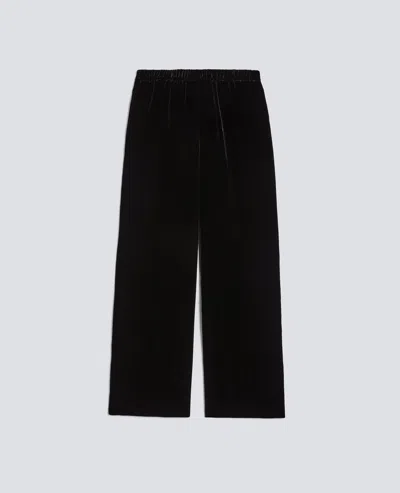 Aspesi Smooth Velvet Wide Trousers In Black