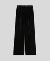 Aspesi Smooth Velvet Wide Trousers In Black