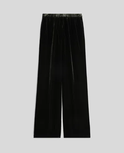 Aspesi Smooth Velvet Wide Trousers In Black