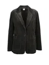 Aspesi Soft Corduroy Jacket With Single-button Closure And Three Patch Pockets In Black