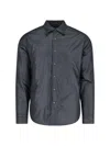 Aspesi Solid Grey Casual Shirt With Traditional Collar And Button-down Front In Blue