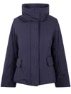 Aspesi Cotton Blend Jacket With High Collar And Flap Pockets In Blue