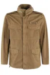 Aspesi Stone Cotton Minifield Jacket With Hidden Hood In Brown
