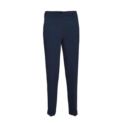 ASPESI STRAIGHT LEG TROUSERS IN NAVY BLUE CADY CRÊPE