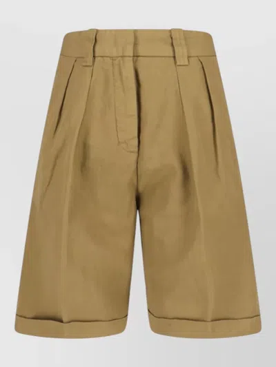 Aspesi Straight Shorts Belt Loops Back Pocket Pleats