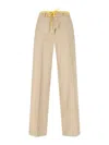 Aspesi Wide Leg Trousers Drawstring Detail In Beige