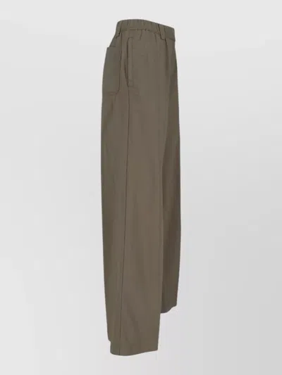 Aspesi Straight Trousers Elastic Waistband Side And Back Pockets In Green