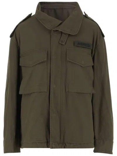 Aspesi Stretch Cotton Canvas Jacket In Green