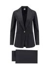 Aspesi Stretch Cotton Suit Single Breasted Blazer In Black