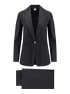 Aspesi Stretch Cotton Suit Single Breasted Blazer In Black