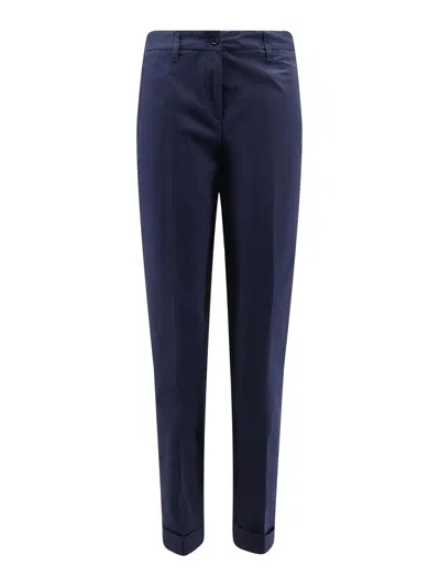 Aspesi Stretch Cotton Trousers In Blue
