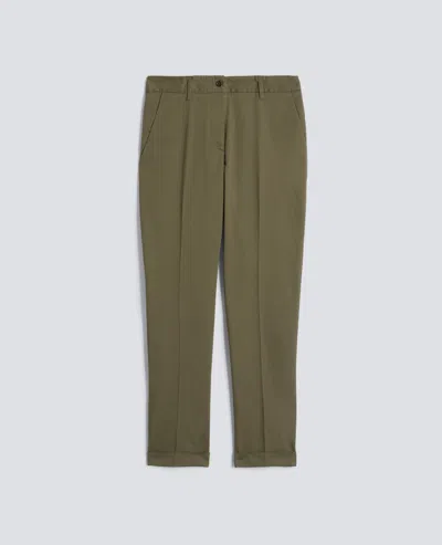 Aspesi Stretch Cotton Twill Trousers In Green