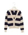 Aspesi Stripe-print V-neck Cardigan In Nude