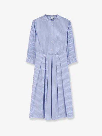 Aspesi Striped Cotton Poplin Dress In Blue