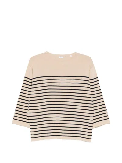 ASPESI Beige and blue striped cotton sweater ASPESI