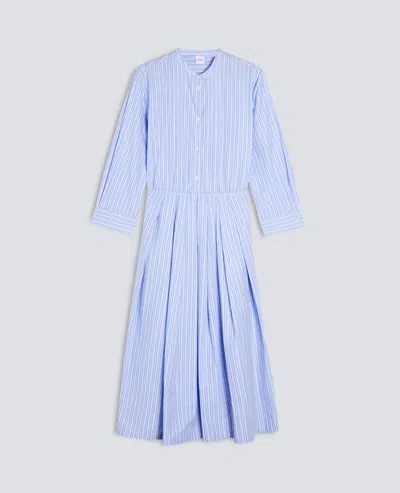 Aspesi Striped Cotton Poplin Dress In Blue
