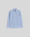 Aspesi Striped Cotton Poplin Shirt In Blue