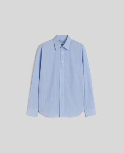 Aspesi Striped Cotton Poplin Shirt In Blue