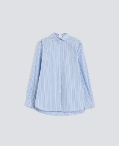 Aspesi Striped Cotton Poplin Shirt In Blue