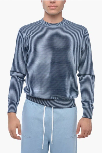 Aspesi Striped Crewnwck Pullover In Blue
