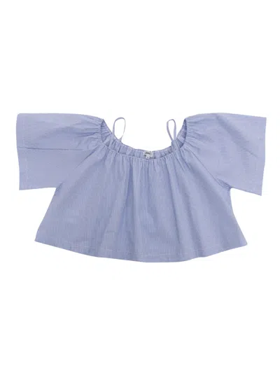 Aspesi Kids' Striped Crop Top In Light Blue