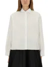 Aspesi Striped Curved Hem Blouse In White