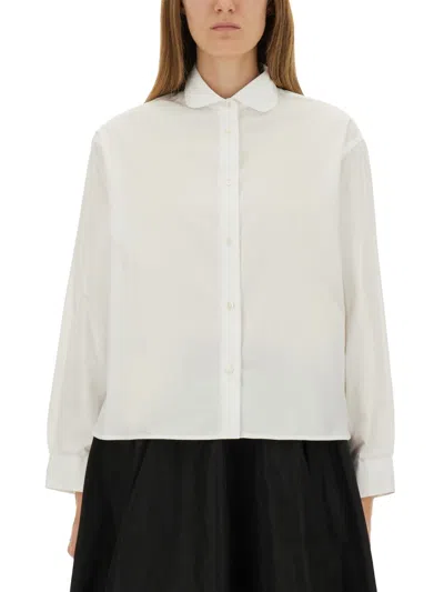 Aspesi Striped Curved Hem Blouse In White