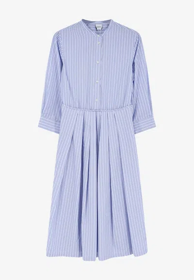 Aspesi Striped Cotton Poplin Dress In Blue