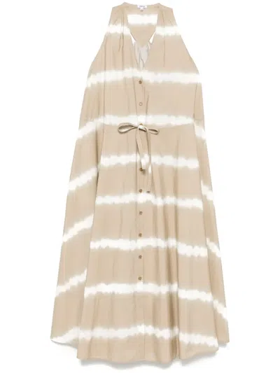 Aspesi Striped Midi Dress In Beige