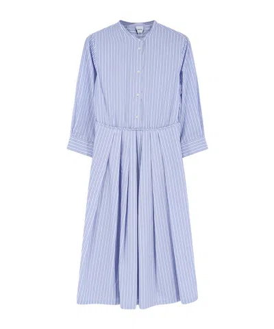 Aspesi Striped Cotton Poplin Dress In Blue