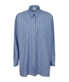 Aspesi Cotton Shirt With Striped Pattern In Blue