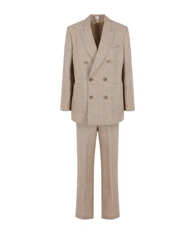 Aspesi Striped Two-piece Suit In Neutral