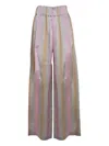 Aspesi Wide Leg Trousers In Multicolored Viscose And Silk Twill