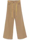 Aspesi Striped Wide-leg Trousers In Brown
