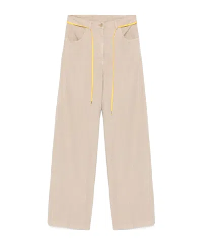Aspesi Striped Wide-leg Trousers In Brown