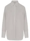 Aspesi Structured Cotton Poplin Shirt With Curved Hem In White