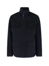 Aspesi Structured Front Zipper Jacket With Stand Collar In Black