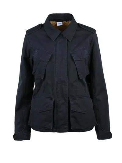 Aspesi Structured Parka With Plush Lining And Multi-pocket Design In Blue