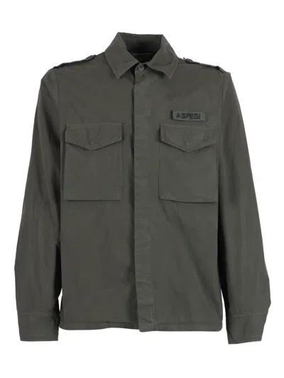 Aspesi Structured Utility Casual Shirt In Green