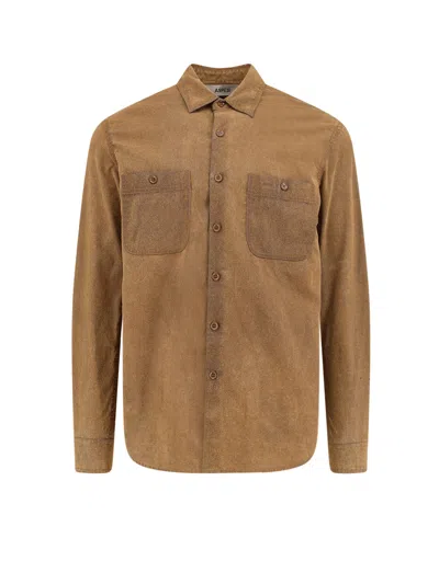 Aspesi Button-down Chest-pockets Shirt In Brown