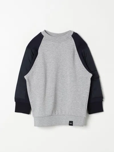 Aspesi Cotton Sweatshirt W/nylon Inserts In Grey/blue