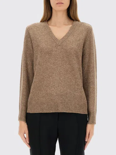 Aspesi Wool-blend Sweater With V-neck In Brown