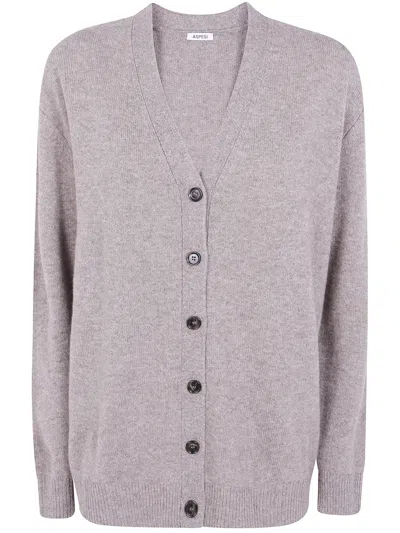 Aspesi V-neck Long-sleeve Knit Top In Gray