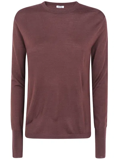 Aspesi Ribbed Long-sleeve Knit Top In Burgundy