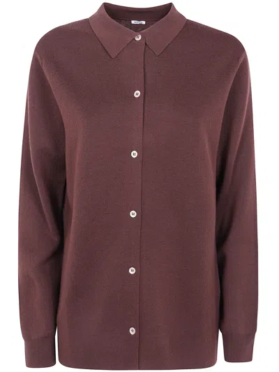 Aspesi Single-breasted Long-sleeve Knit Top In Burgundy